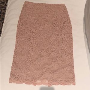 Express lace pink pencil skirt